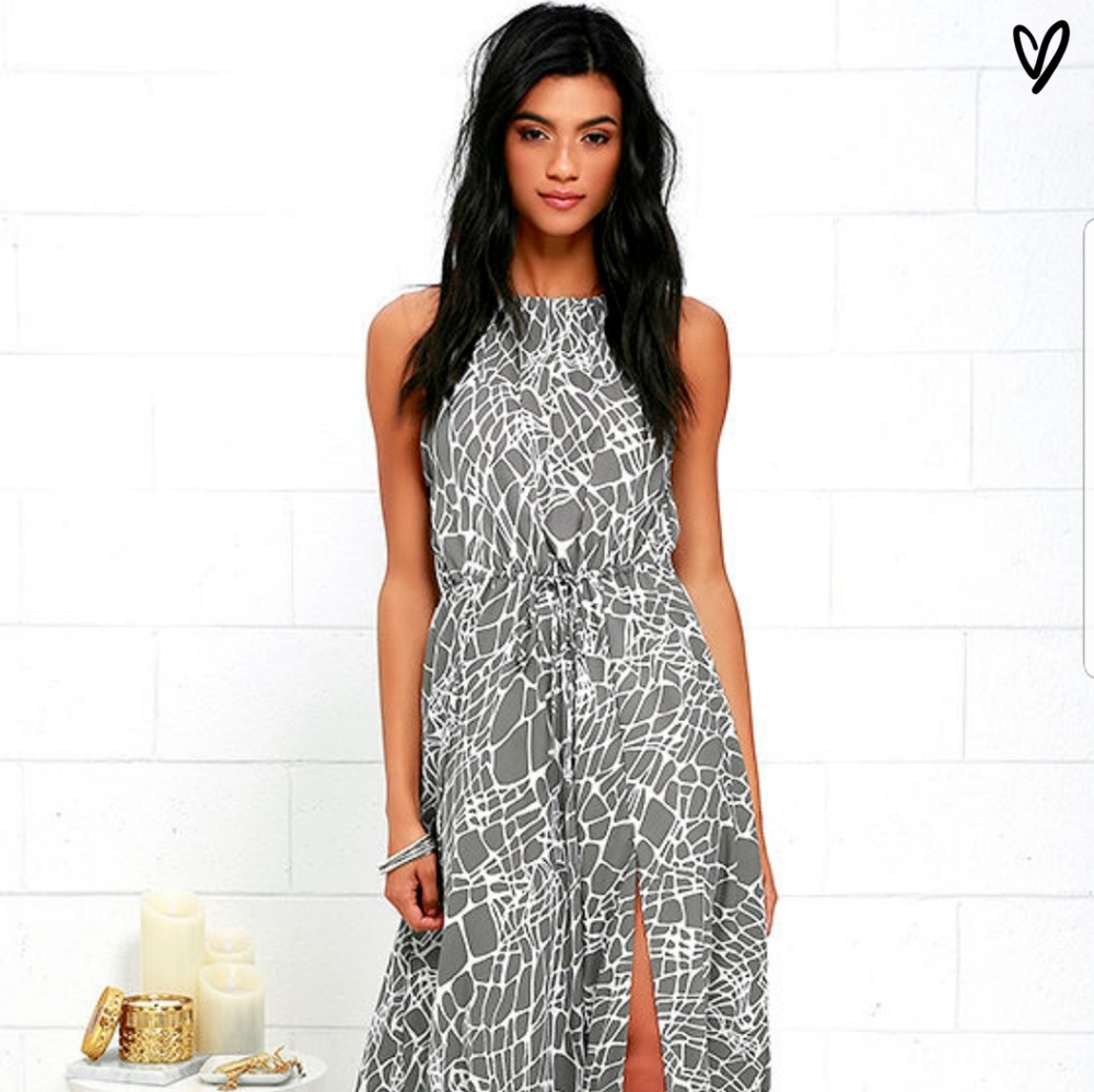 Marble Mood Grey Print Maxi Dress